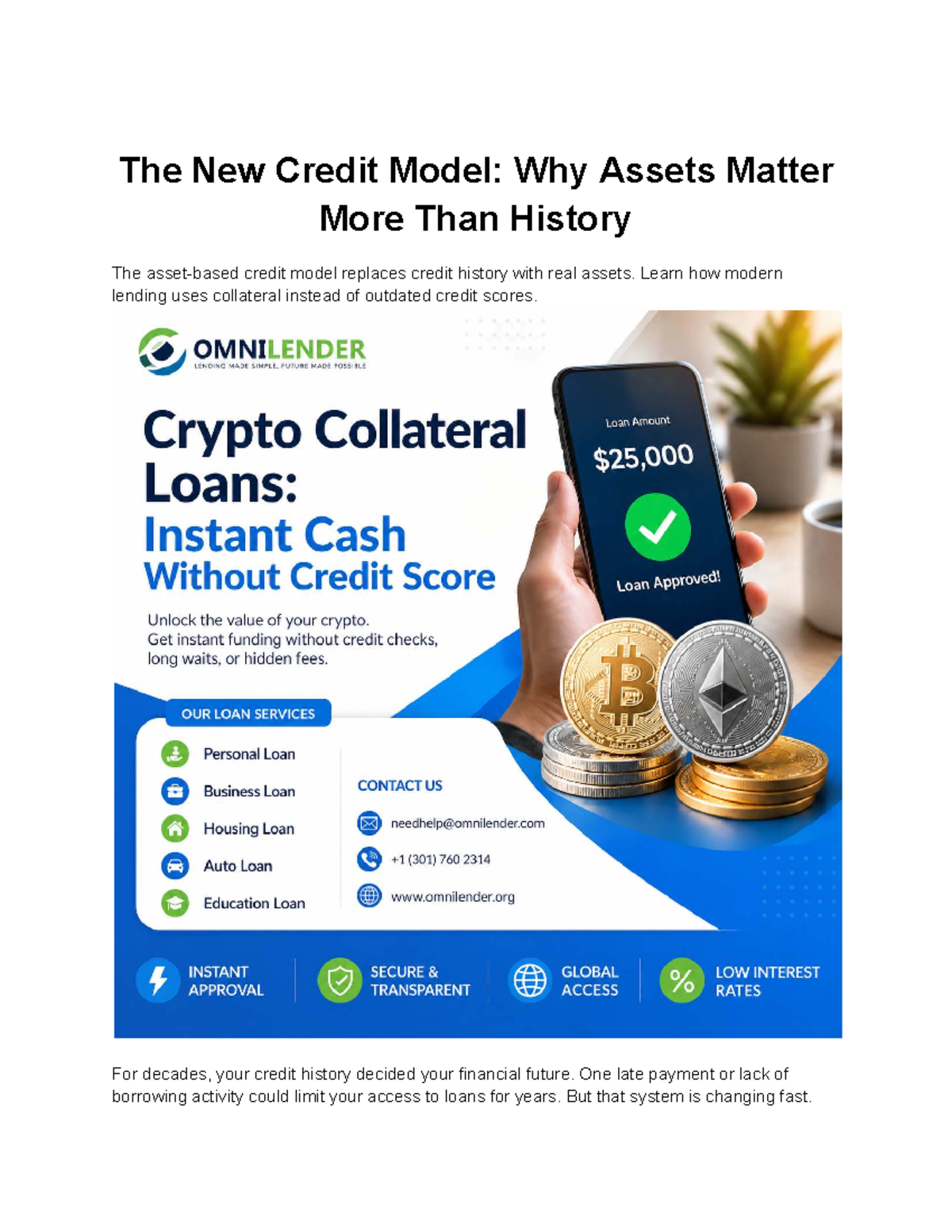 How Crypto Collateral Loans Are Transforming Your Credit Score in