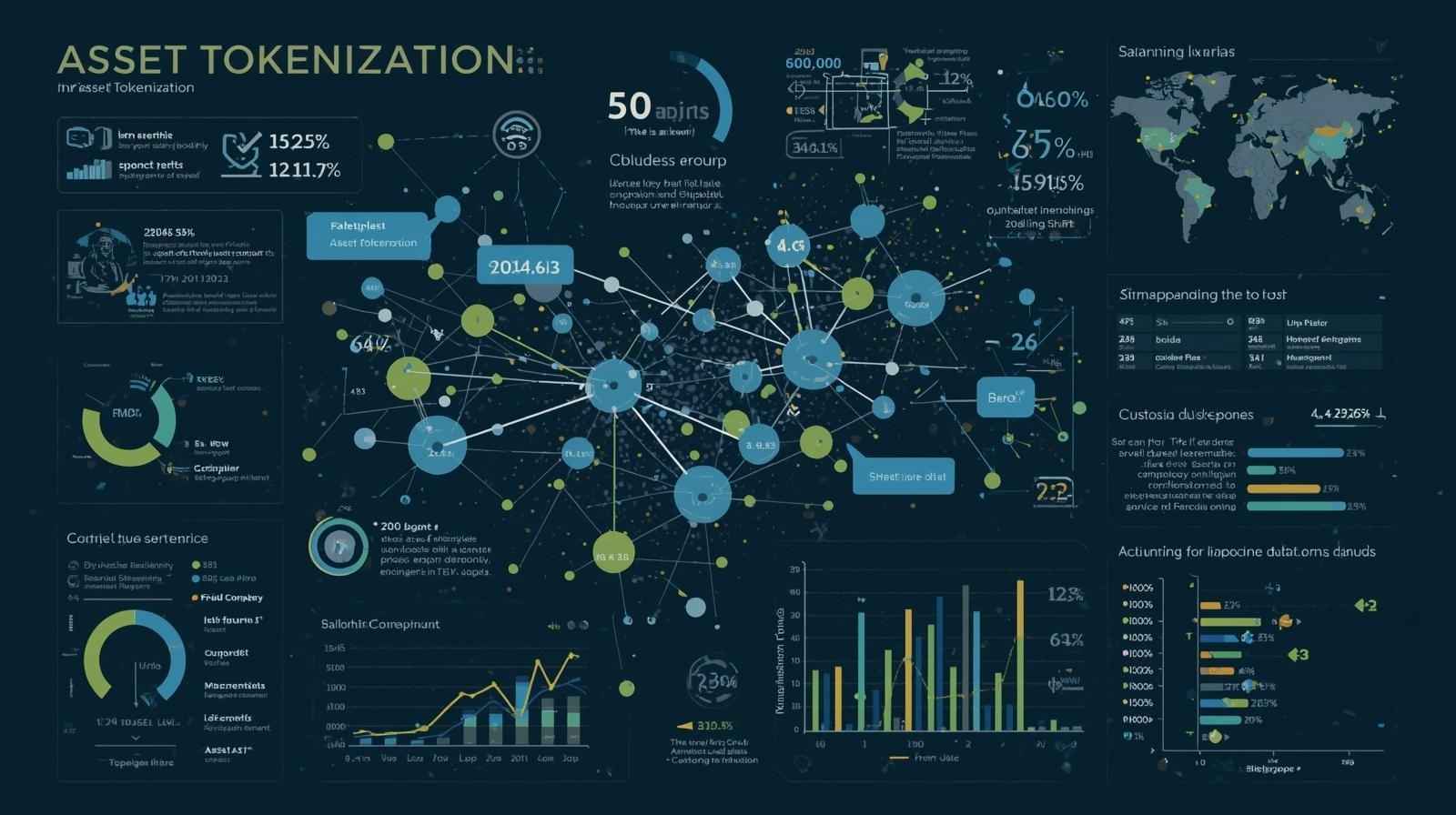 Abstract visualization of blockchain data transforming into a credit score graph for under-collateralized DeFi lending, illustrating on-chain risk assessment and repayment history analysis